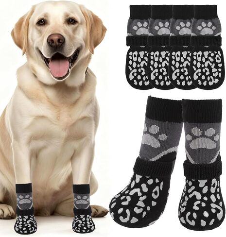 Mihachi Anti Slip Dog Socks, Dog Boots for Hot/Cold Pavement for Hardwood Floors Prevent Licking, Traction Control Waterproof Rubber Sole Paw Protectors for Small Medium Large Senior Dogs, Pink XS in Kuwait