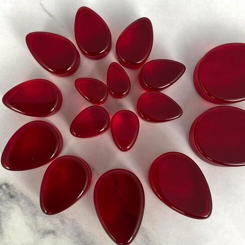 Mystic Metals Body Jewelry Pair of Red Glass Teardrop Plugs - Sold as a Pair in Kuwait