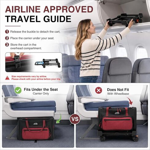 Cat Carrier with Wheels, Airline Approved Soft Sided Pet Carrier in Kuwait