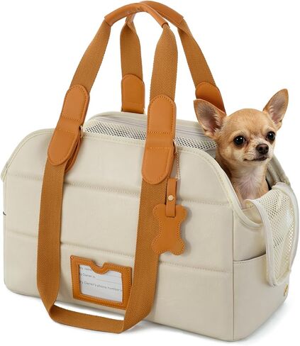 Dog Carrier Purse for Small Dogs Cat, Vegan Leather Soft Sided Pet Tote Bag in Kuwait