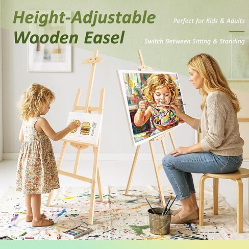 Pine Wood A-Frame Art Easel Stand, Floor Art Display Easel fits Most Canvas in Saudi Arabia