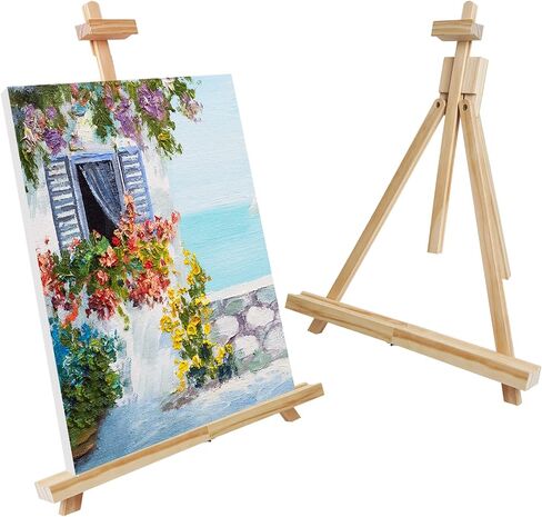 CONDA 25'' Folding Wooden Tabletop Easel for Painting, Hold Canvas up to 23 Inches, Portable A-Frame Artist Desktop Painting Stand, Photo Picture Sign Holder in Kuwait