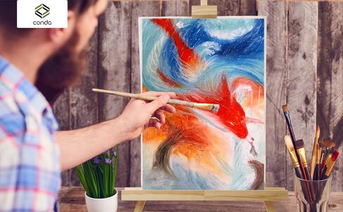 CONDA 25'' Folding Wooden Tabletop Easel for Painting, Hold Canvas up to 23 Inches, Portable A-Frame Artist Desktop Painting Stand, Photo Picture Sign Holder in Kuwait