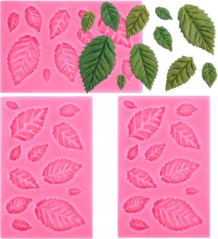 3Pcs 3D Small Leaf Molds Silicone Chocolate Polymer Clay Molds Leaves Shape in Kuwait