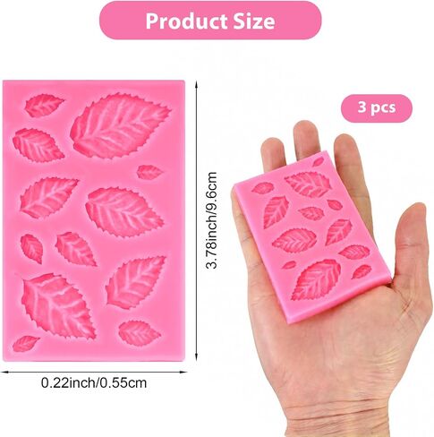 3Pcs 3D Small Leaf Molds Silicone Chocolate Polymer Clay Molds Leaves Shape in Kuwait