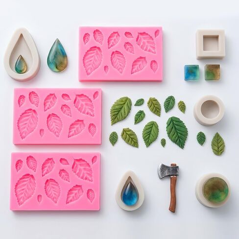 3Pcs 3D Small Leaf Molds Silicone Chocolate Polymer Clay Molds Leaves Shape in Kuwait