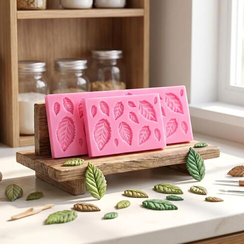 3Pcs 3D Small Leaf Molds Silicone Chocolate Polymer Clay Molds Leaves Shape in Kuwait