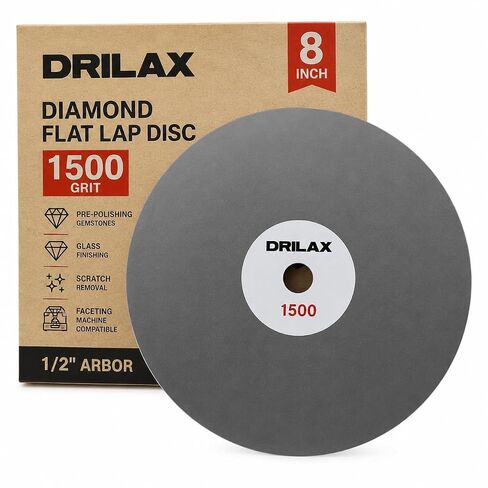 8 inch Diamond Disc Grit 80 High Density Coated Flat Lap Lapping Lapidary Wheel Glass Jewelry Polishing Tool Grinding Sharpening Metal Back 1/2 Arbor GRIT080 in Kuwait