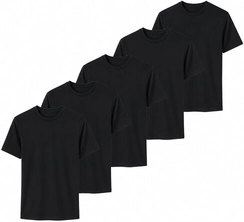 Boys Active T-Shirt - Quick-Dry Athletic Workout Training Stretch Crew Neck Short Sleeve Top 5 Pack in Kuwait