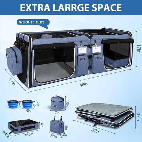 Petskd Double Extra Large Cat Carrier with Litter Box, Blue in Saudi Arabia