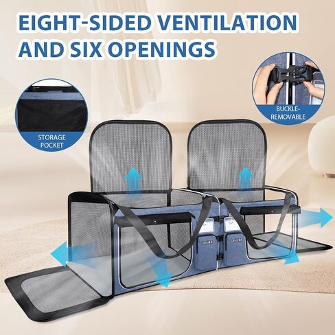 Petskd Double Extra Large Cat Carrier with Litter Box, Blue in Saudi Arabia