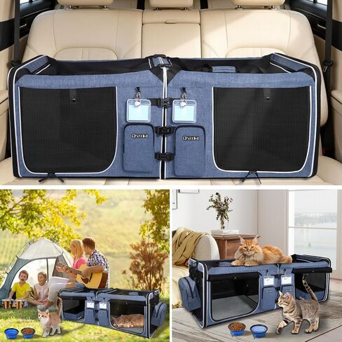 Petskd Double Extra Large Cat Carrier with Litter Box, Blue in Saudi Arabia