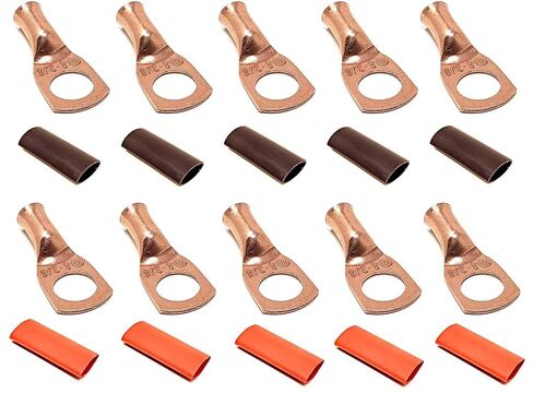 10pcs 2/0 Gauge 2/0 AWG x 5/16" Pure Copper Cable Lug Terminal Ring Connectors with Dual Wall Adhesive Lined Red + Black Heat Shrink Tubing – by WNI in Kuwait