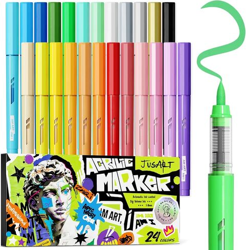 Acrylic Paint Markers, 72 Colors, Brush Tip, Automatic Ink Control in Saudi Arabia