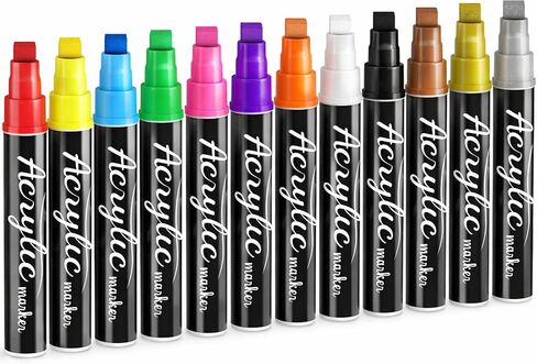12 Colors Jumbo Poster Markers, 10 mm Wide Tip Acrylic Paint Markers in Saudi Arabia