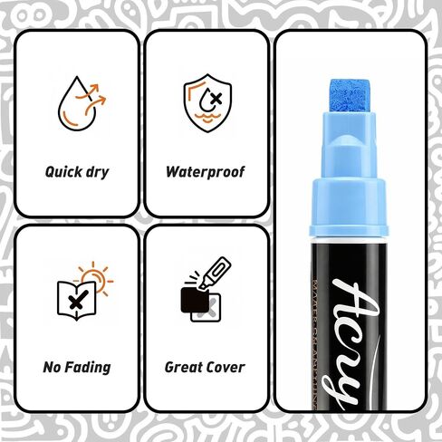 12 Colors Jumbo Poster Markers, 10 mm Wide Tip Acrylic Paint Markers in Saudi Arabia