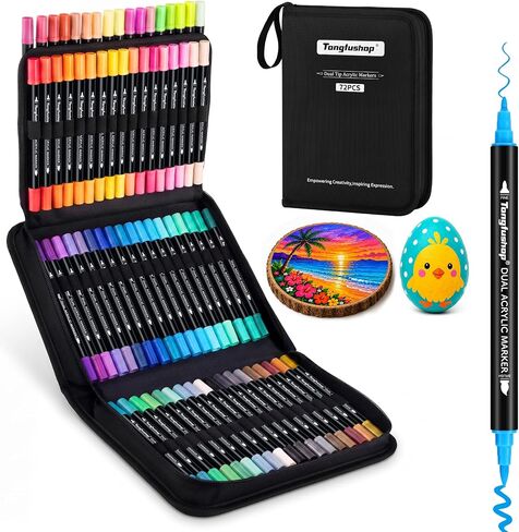 Tongfushop 144 Colors Acrylic Paint Markers, Dual Tip Paint Pens for Crafts in Kuwait