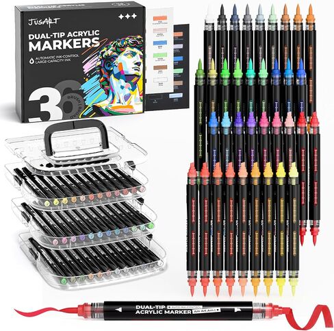 3 Gold Dual-Tip Acrylic Paint Markers, Automatic Ink Control in Saudi Arabia