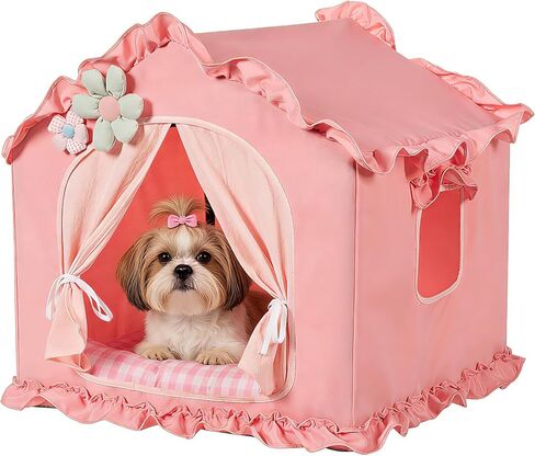 Yellow Indoor Cat House with Frame Foldable Breathable for Small Dog in Saudi Arabia