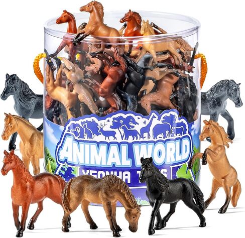 60 Pcs Horse Toys Set with Gift Box, Realistic Mini Plastic Horse Figurines in Kuwait