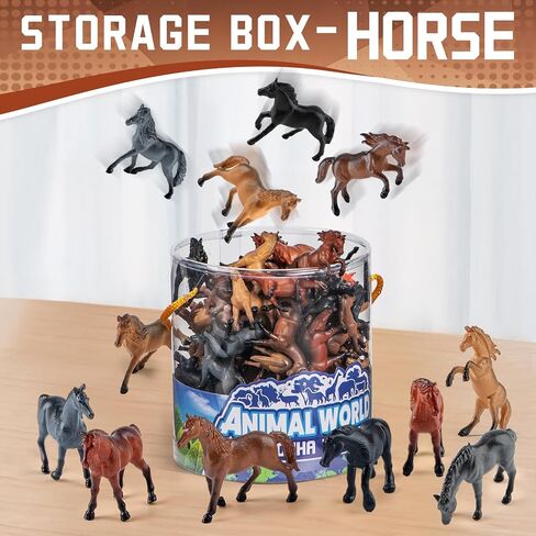 60 Pcs Horse Toys Set with Gift Box, Realistic Mini Plastic Horse Figurines in Kuwait