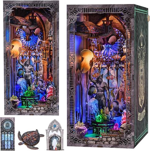 fifijoy Sewing Room Book Nook Kit - DIY Miniature Dollhouse for Adults and Teens, Booknook Tiny House Bookshelf Decor 3D Wooden Puzzle with LED Light, Gift for Family and Friends in Kuwait