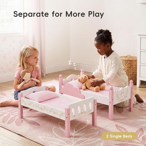 OOOK 2-in-1 Baby Doll Bunk Bed for 18 Inch Doll with Tulle, Bedding, Ladder in Kuwait
