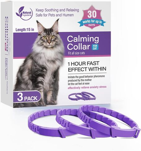 Tcllka Calming Collar for Cats 3 PK Cat Stress Anxiety Relief Pheromone Collar for Cats Anti Aggression for Cats Cat Meowing Stopper Cat Calming Collars for 30 Days Adjustable Waterproof Rapid Effect in Kuwait