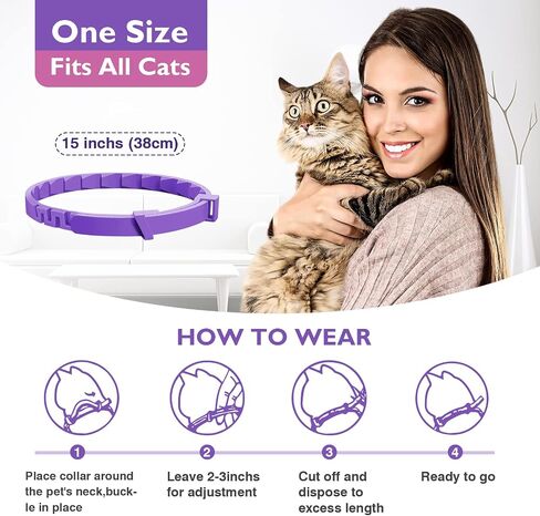 Tcllka Calming Collar for Cats 3 PK Cat Stress Anxiety Relief Pheromone Collar for Cats Anti Aggression for Cats Cat Meowing Stopper Cat Calming Collars for 30 Days Adjustable Waterproof Rapid Effect in Kuwait