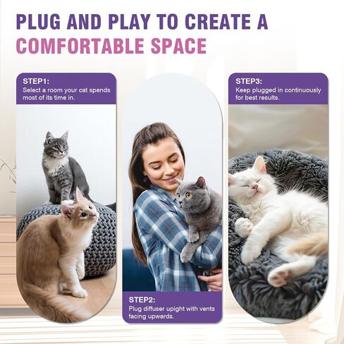 Cat Calming Pheromone Diffuser Refills 4 Pack Anxiety and Stress Calming for Cats Reduce Inappropriate Peeing and Spraying Fragrance Free for Bedroom Bathroom Reduces Conflict in Multi-Cat Households in Kuwait