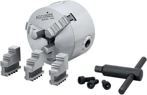 Accusize Industrial Tools 3''/80 mm 3-Jaw Chuck, Plain Back, 0.630'' Center Hole, 0559-0110 in Kuwait