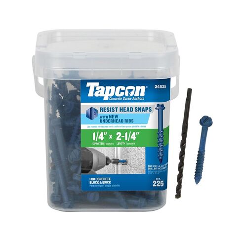 Tapcon 1/4 بوصة × 2-1/4 بوصة مرساة برغي رأس غسالة سداسية 225CT، أزرق in Kuwait