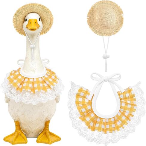 Summer Spring Porch Goose Outfit Hat Lace Bib Accessories (Yellow) in Saudi Arabia