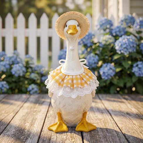 Summer Spring Porch Goose Outfit Hat Lace Bib Accessories (Yellow) in Saudi Arabia