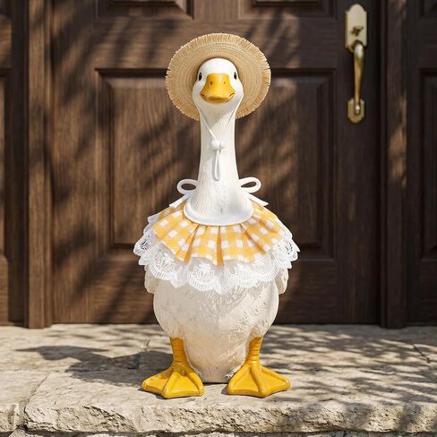 Summer Spring Porch Goose Outfit Hat Lace Bib Accessories (Yellow) in Saudi Arabia