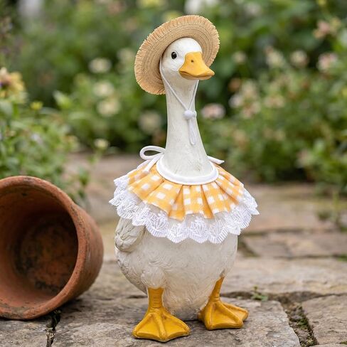 Summer Spring Porch Goose Outfit Hat Lace Bib Accessories (Yellow) in Saudi Arabia