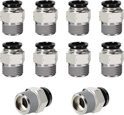 HOFUJNG هوائي ذكر مستقيم 1/4 بوصة أنبوب OD x 1/4 "NPT دفع لتوصيل وضع التركيبات PC1/4xN02 (حزمة من 2) in Kuwait
