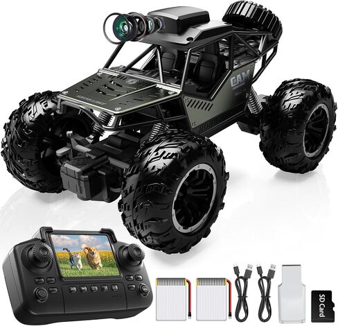 FPV RC Car with Camera for Kids Adults,1:18 Offroad Remote Control Car,All Terrain Hobby RC Truck,HD Screen,Two Batteries (40 Minute Battery Life),Alloy Body,Birthday and Holiday Toy Gifts for Boys in Kuwait
