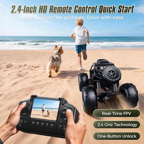 FPV RC Car with Camera for Kids Adults,1:18 Offroad Remote Control Car,All Terrain Hobby RC Truck,HD Screen,Two Batteries (40 Minute Battery Life),Alloy Body,Birthday and Holiday Toy Gifts for Boys in Kuwait
