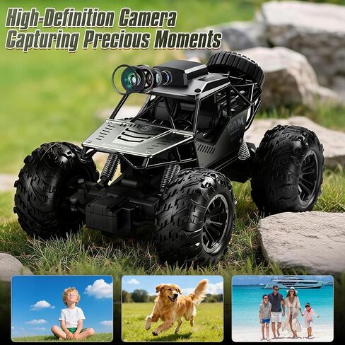 FPV RC Car with Camera for Kids Adults,1:18 Offroad Remote Control Car,All Terrain Hobby RC Truck,HD Screen,Two Batteries (40 Minute Battery Life),Alloy Body,Birthday and Holiday Toy Gifts for Boys in Kuwait