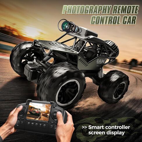 FPV RC Car with Camera for Kids Adults,1:18 Offroad Remote Control Car,All Terrain Hobby RC Truck,HD Screen,Two Batteries (40 Minute Battery Life),Alloy Body,Birthday and Holiday Toy Gifts for Boys in Kuwait