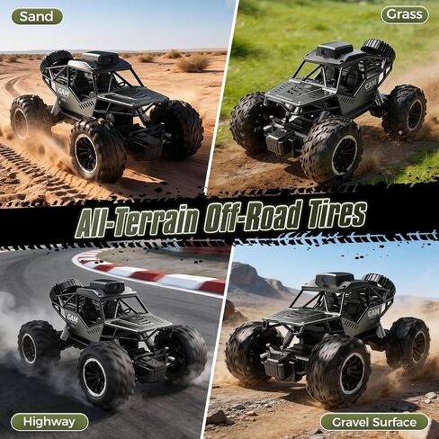 FPV RC Car with Camera for Kids Adults,1:18 Offroad Remote Control Car,All Terrain Hobby RC Truck,HD Screen,Two Batteries (40 Minute Battery Life),Alloy Body,Birthday and Holiday Toy Gifts for Boys in Kuwait