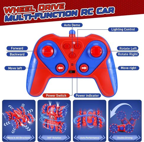 Spider Remote Control Double Sided Stunt Car for 4 5 6 7 8 Year Old Boys in Saudi Arabia