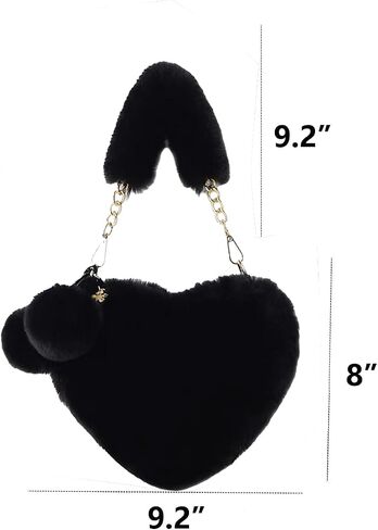 BIBDOO Furry Heart Shaped Purse for Women Cute Girls Shoulder Bag Crossbody Handbag in Kuwait