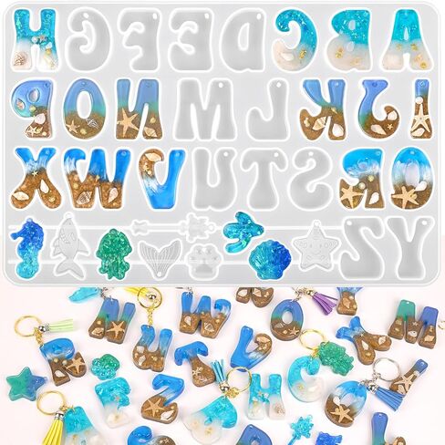 Alphabet Keychain Molds with Hole, Resin Letter Number Molds in Saudi Arabia