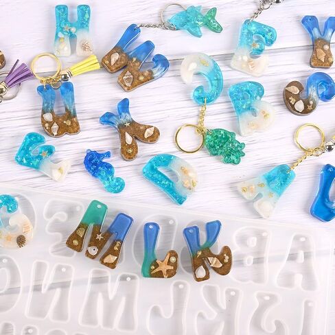Alphabet Keychain Molds with Hole, Resin Letter Number Molds in Saudi Arabia