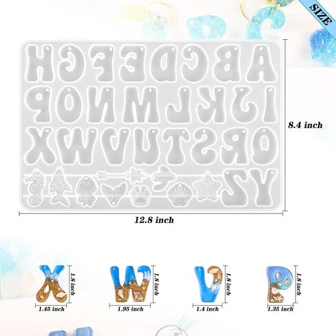 Alphabet Keychain Molds with Hole, Resin Letter Number Molds in Saudi Arabia