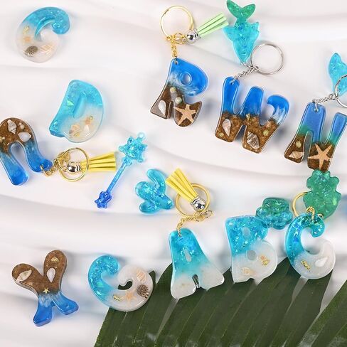 Alphabet Keychain Molds with Hole, Resin Letter Number Molds in Saudi Arabia