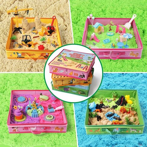 3 Pack Sand Box Sensory Bins with Lid & Handle Compatible with Kinetic Sand in Kuwait