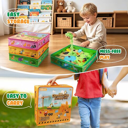 3 Pack Sand Box Sensory Bins with Lid & Handle Compatible with Kinetic Sand in Kuwait